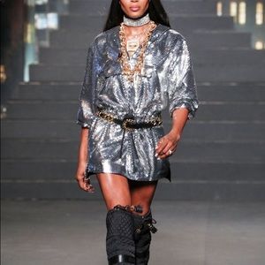 Sequined hooded dress by Moschino